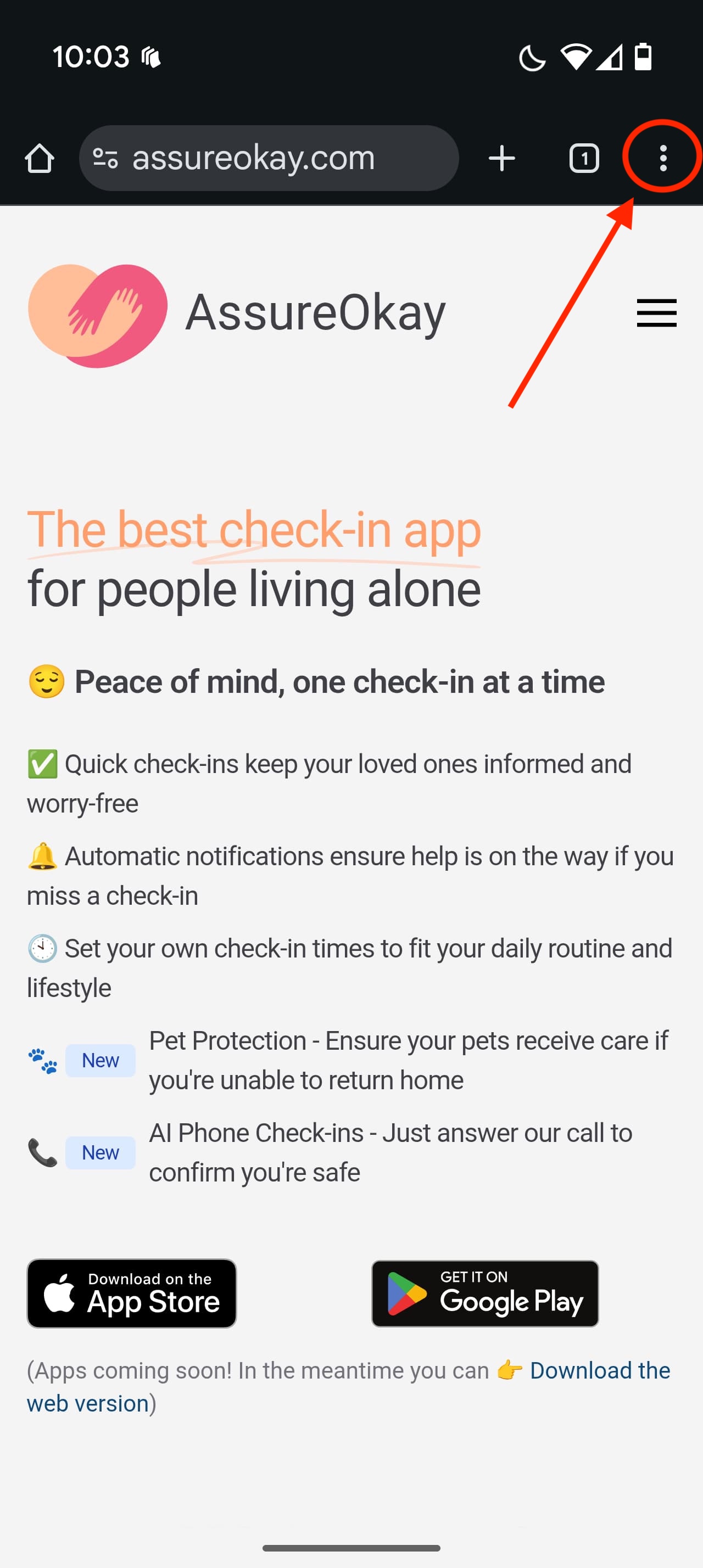 Android Step 1: Three-dot menu