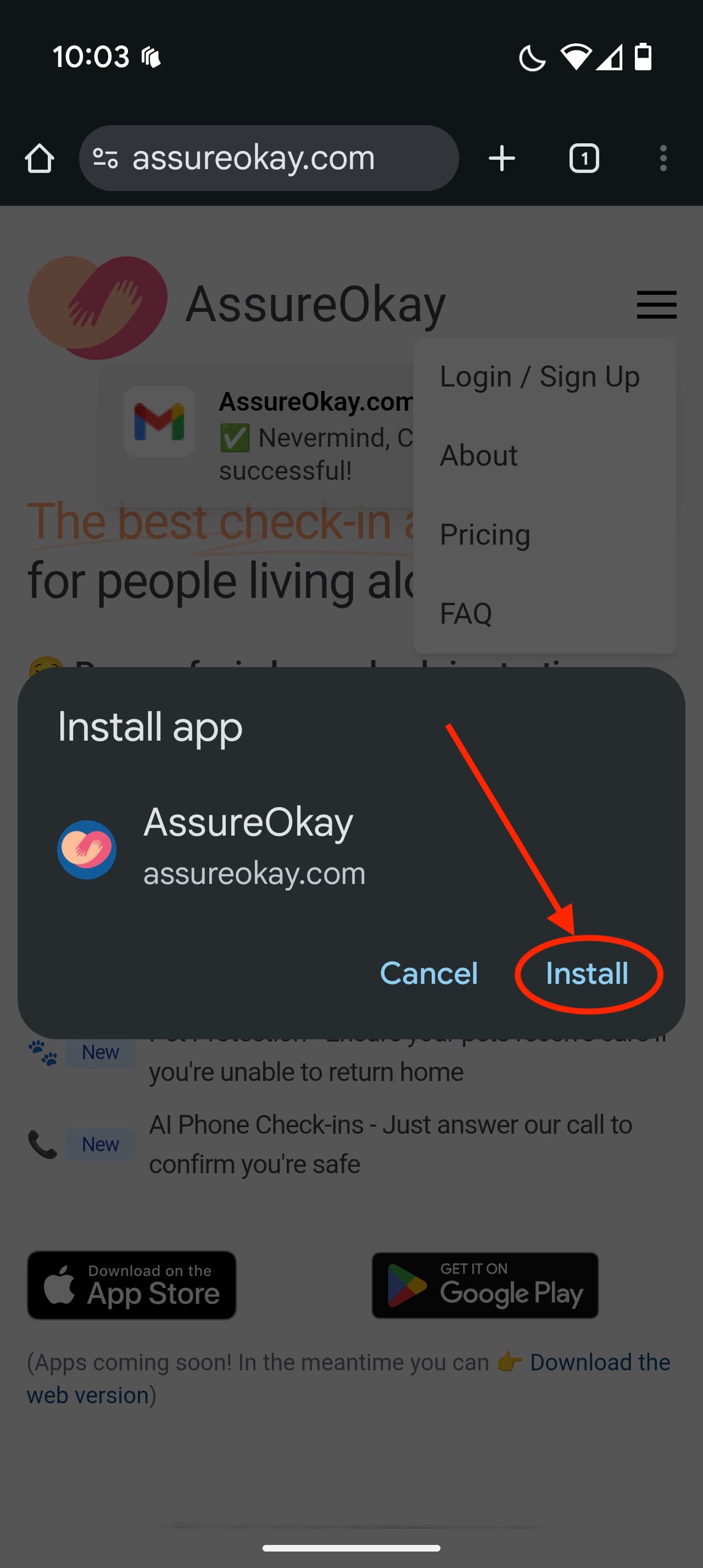 Android Step 3: Confirm installation