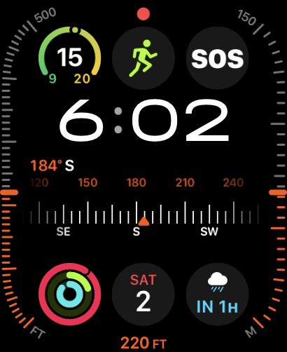 Apple Watch face showing AssureOkay SOS complication